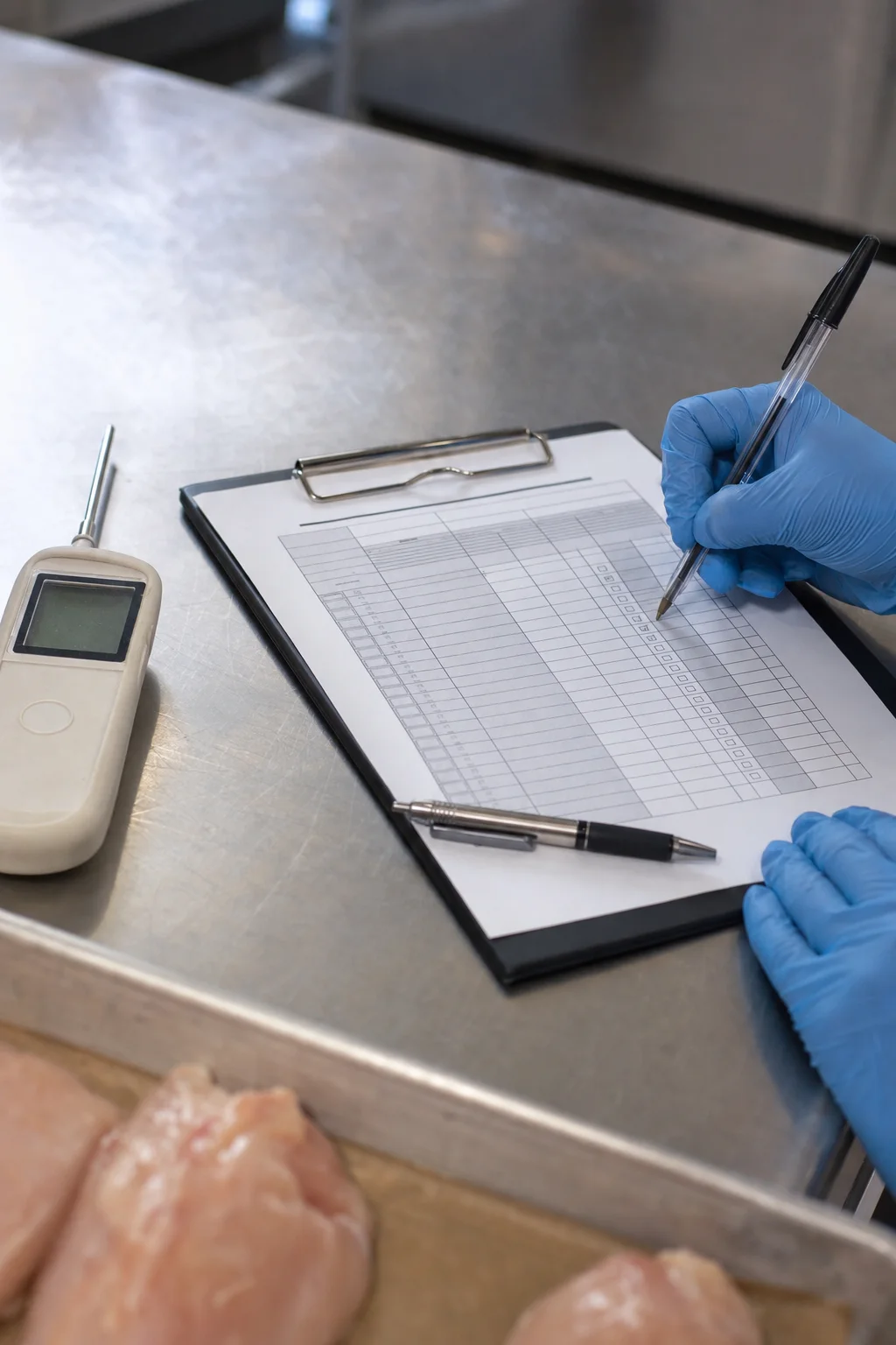 A documented commercial food-safety check