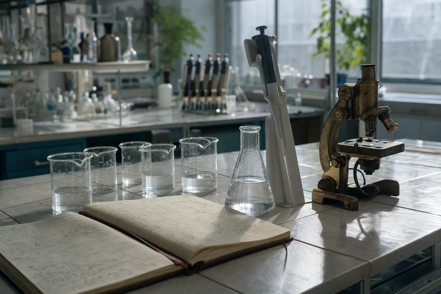 Produce samples on a laboratory bench