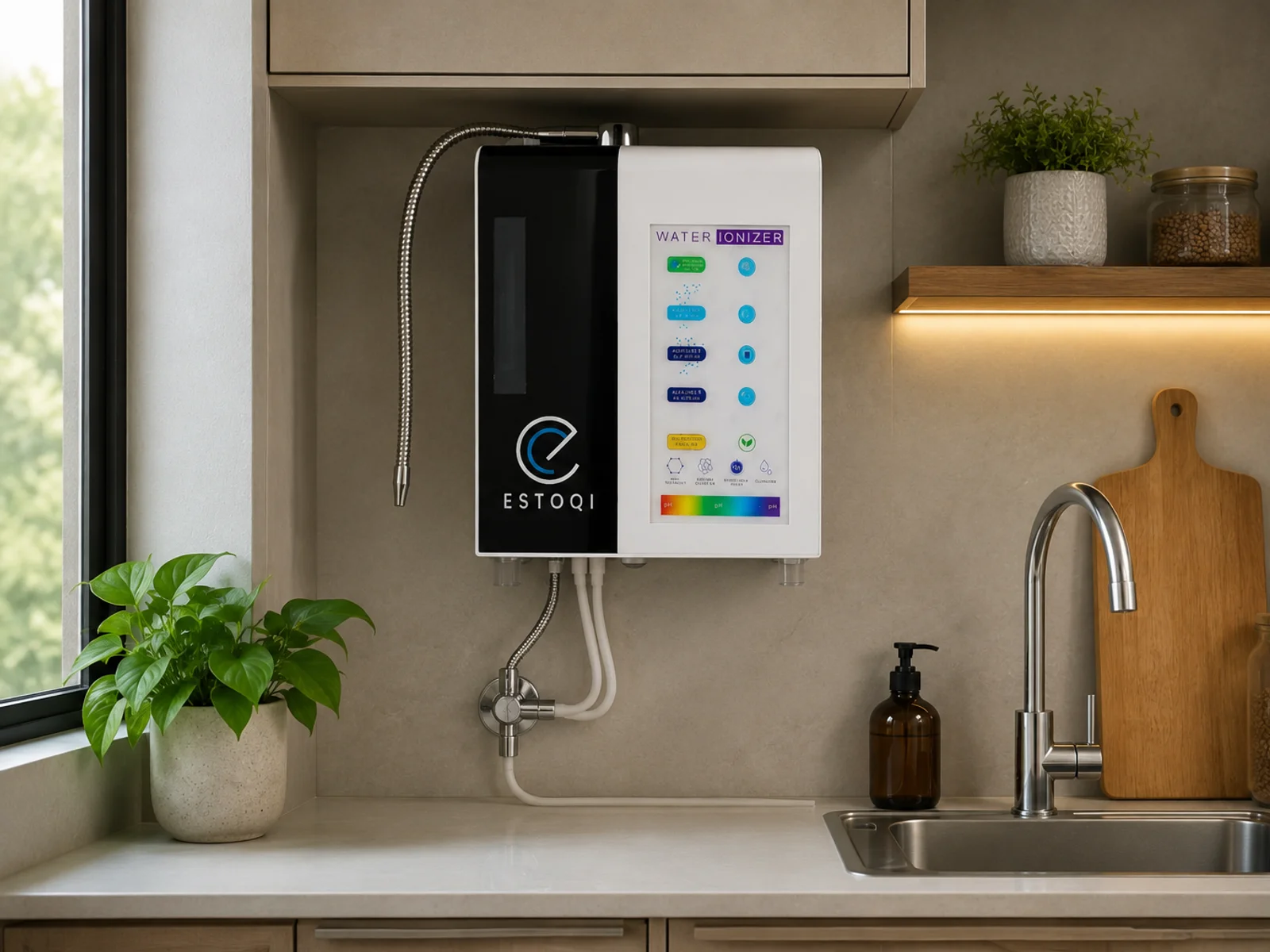 Estoqi wall-mounted and under-sink installation options.